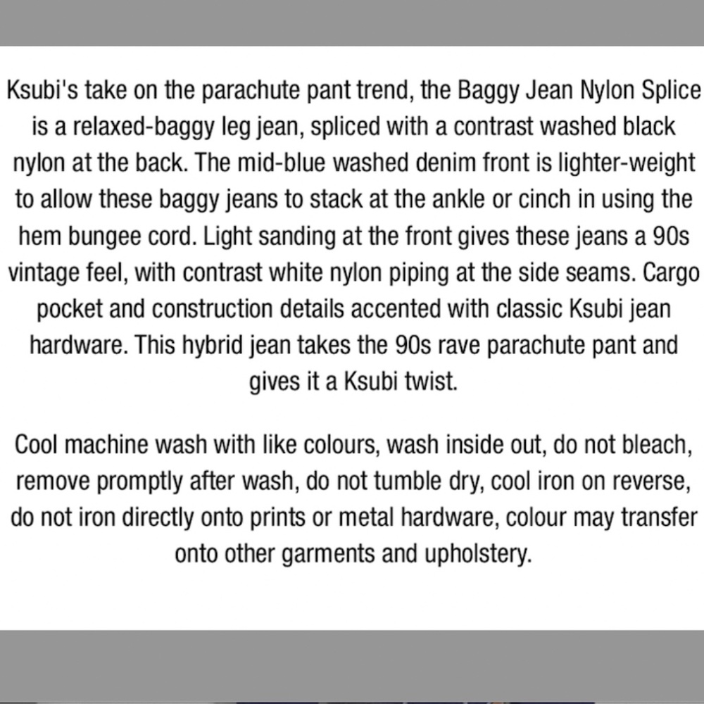 KSUBI Baggy Jean Nylon Splice - size 24 NWT - Picture 6 of 11